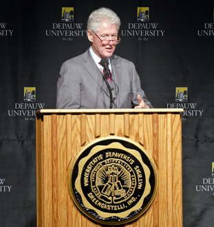 Bill Clinton delivering an Ubben Lecture